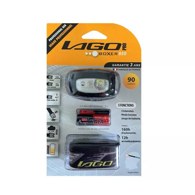 Linterna frontal LED FABRICADO EN FRANCIA Lagolight BOXER 850