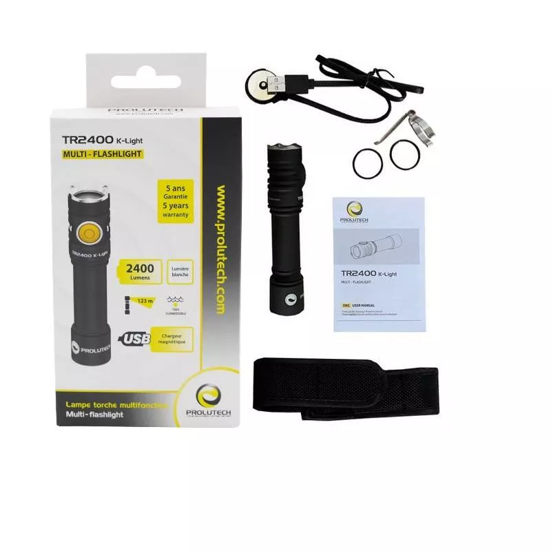 Lampe torche Prolutech et ses accessoires