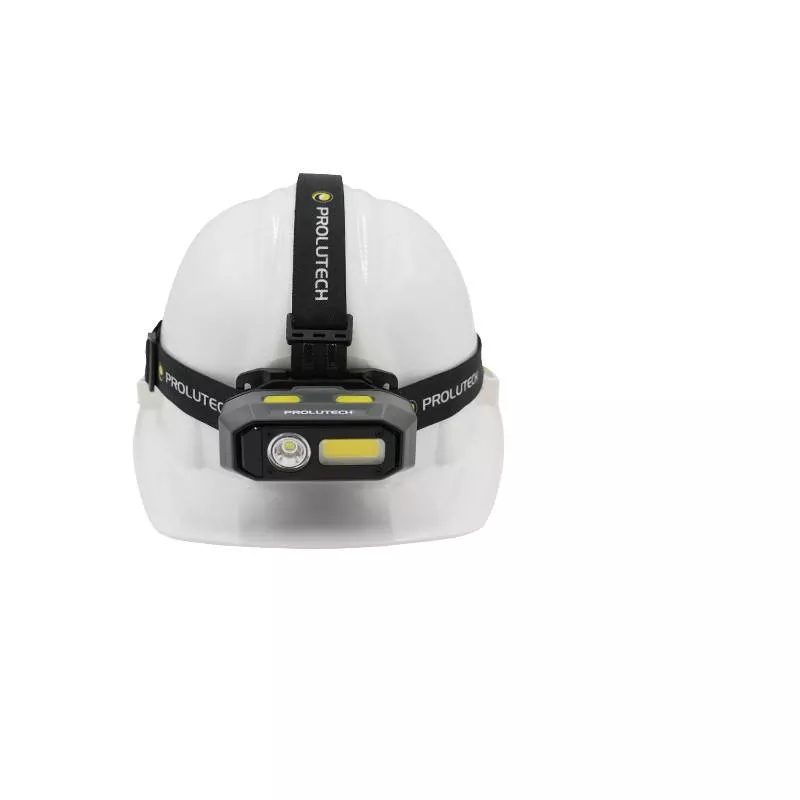 Lampe frontale K-Light FR1000 Prolutech sur casque de chantier