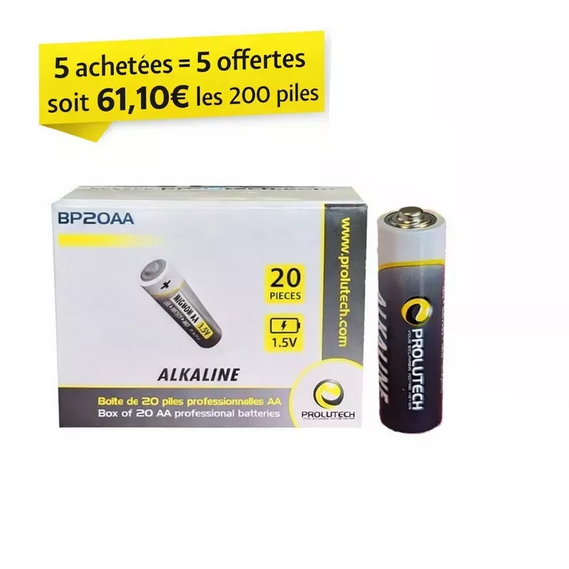 Piles professionnelles AA LR-6 sous la marque Prolutech
