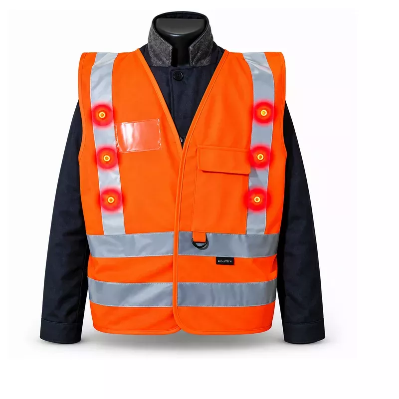 K-Safe Warnweste mit leuchtenden LED orange 14 rote LEDs Prolutech