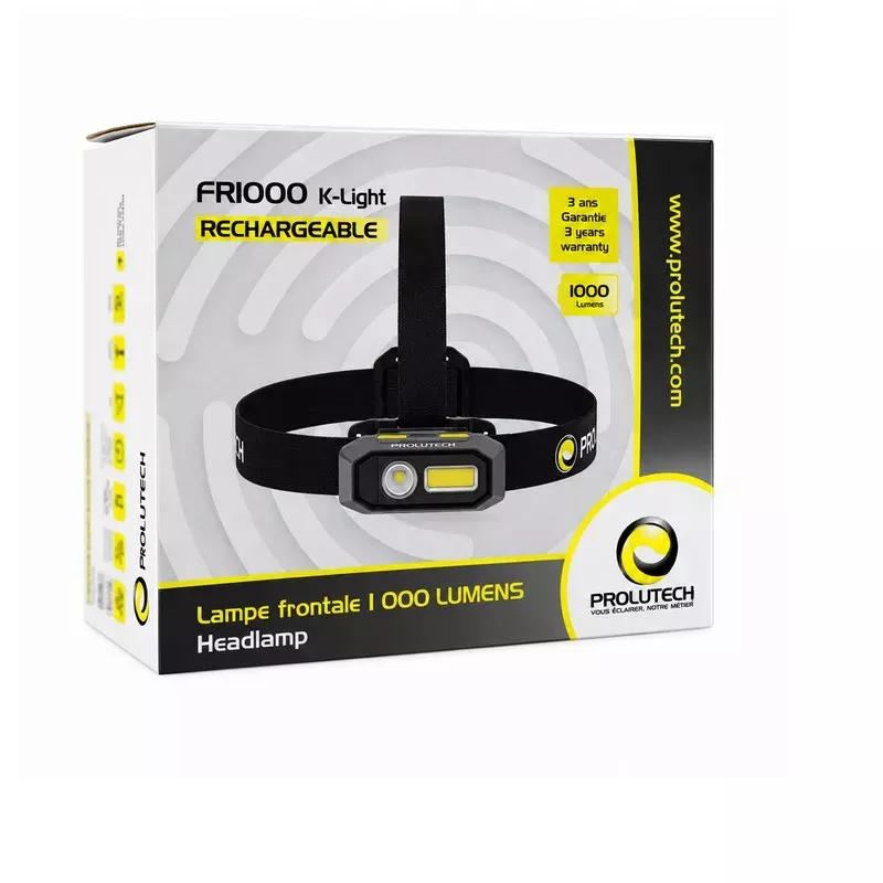 Packaging for the K-Light FR1000 Prolutech Headlamp
