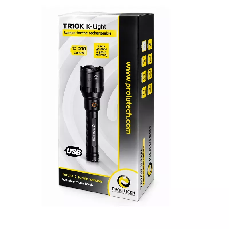 TR10K LED variable-focus flashlight - 10,000 lumens by Prolutech